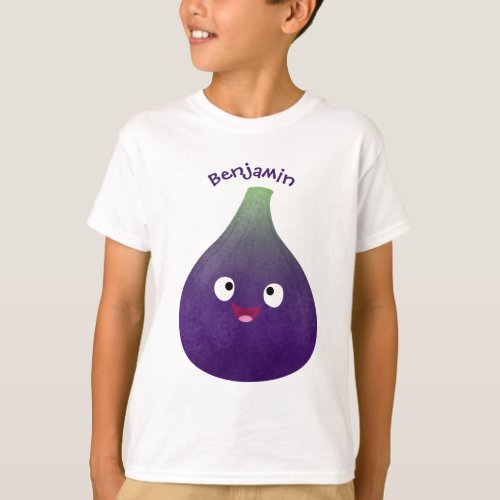 Cute happy purple fig fruit cartoon T_Shirt