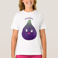 Cute happy purple fig fruit cartoon