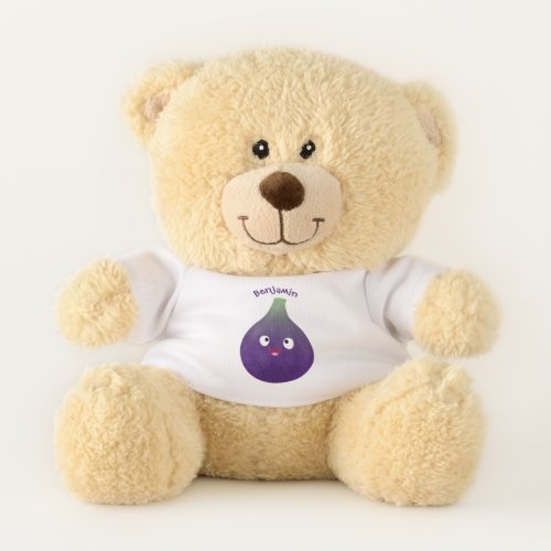 Cute happy purple fig fruit cartoon teddy bear