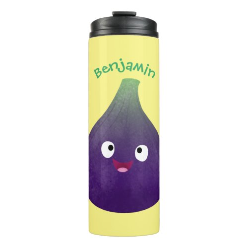 Cute happy purple fig fruit cartoon thermal tumbler