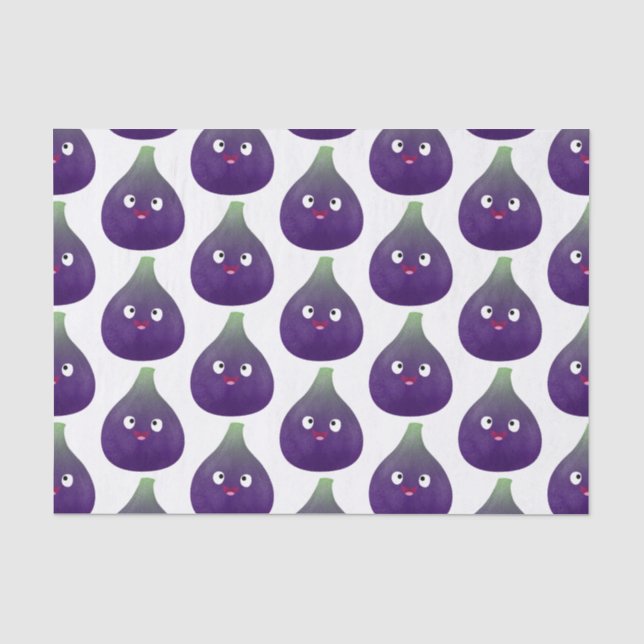 Cute happy purple fig fruit cartoon tissue paper (Front)