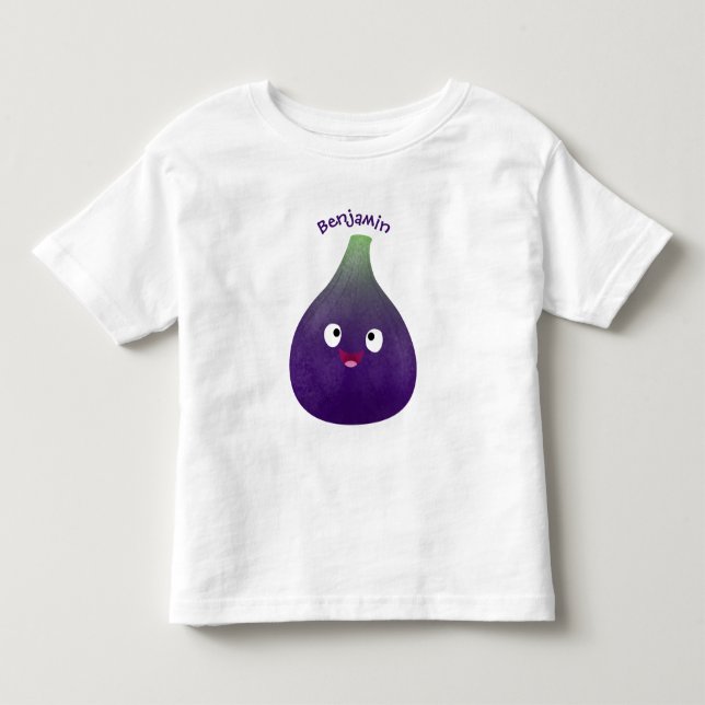 Cute happy purple fig fruit cartoon  toddler t-shirt (Front)