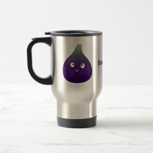 Cute happy purple fig fruit cartoon travel mug