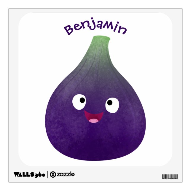 Cute happy purple fig fruit cartoon wall decal (Front)
