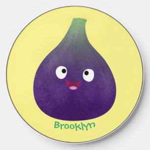 Cute happy purple fig fruit cartoon wireless charger 