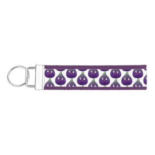 Cute happy purple fig fruit cartoon wrist keychain