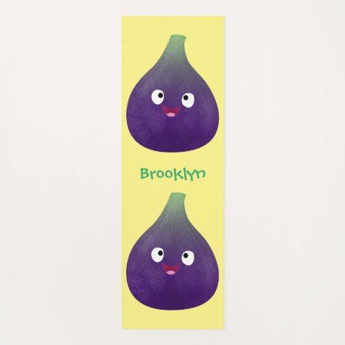 Cute happy purple fig fruit cartoon yoga mat