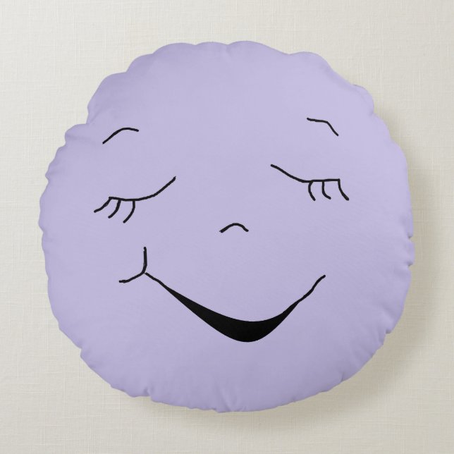 Cute Happy Purple  Silly Face Pillow (Front)