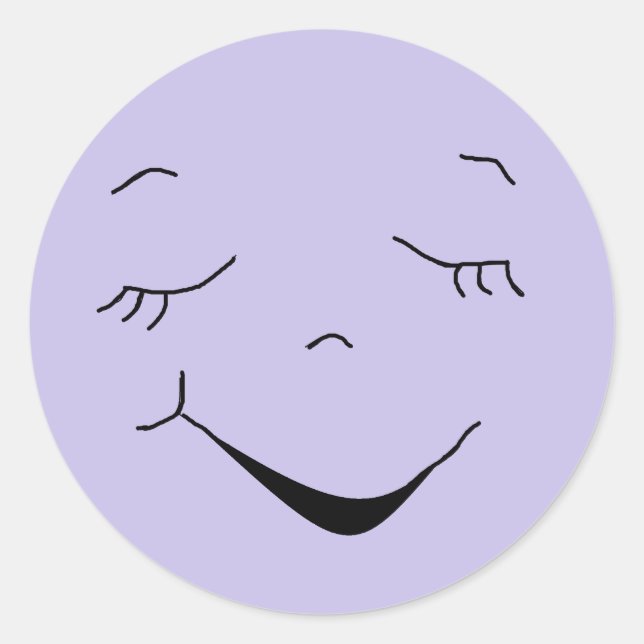 Cute Happy Purple  Silly Face Stickers (Front)