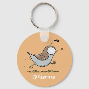 Cute happy quail cartoon illustration keychain
