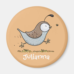 Cute happy quail cartoon illustration magnet