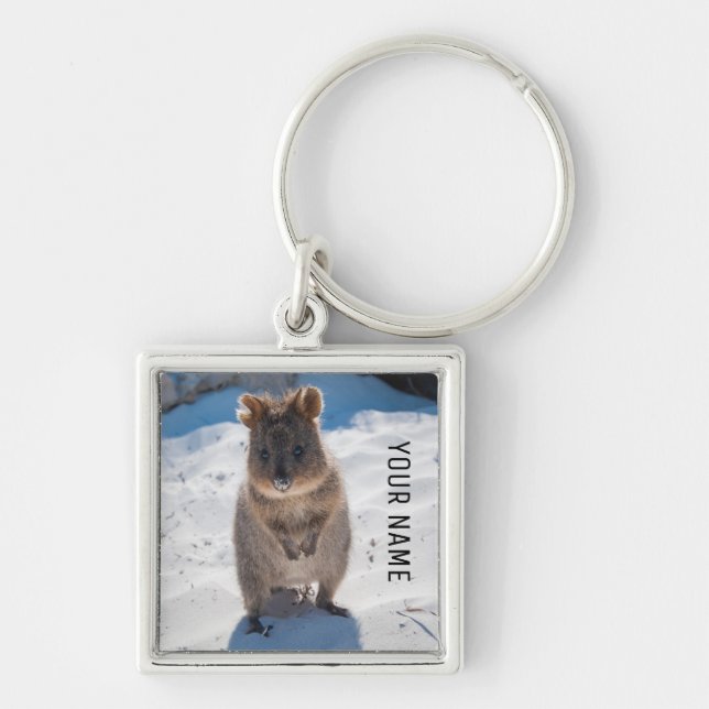 Cute & Happy Quokka Beach Animal Australia Keychain (Front)