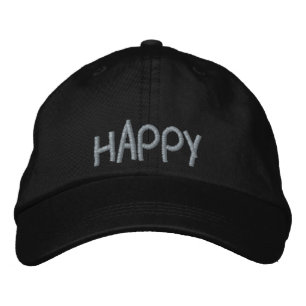 Cute Happy Quote Lavender Purple Black Fun Embroidered Baseball Cap