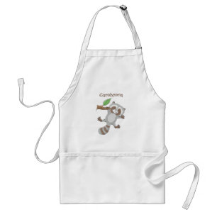 Cute happy raccoon baby cartoon illustration adult apron