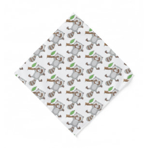 Cute happy raccoon baby cartoon illustration bandana