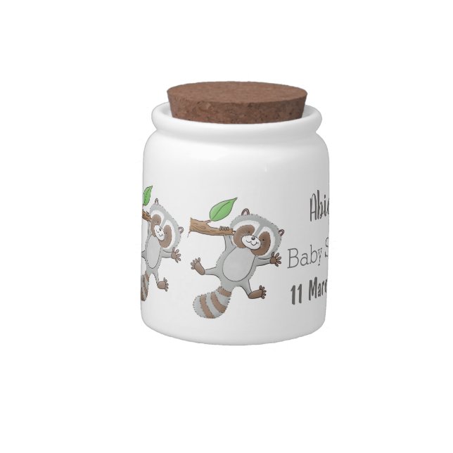 Cute happy raccoon baby cartoon illustration candy jar (Left)