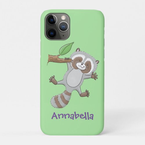 Cute happy raccoon baby cartoon illustration iPhone 11 pro case