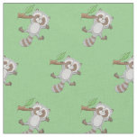 Cute happy raccoon baby cartoon illustration fabric