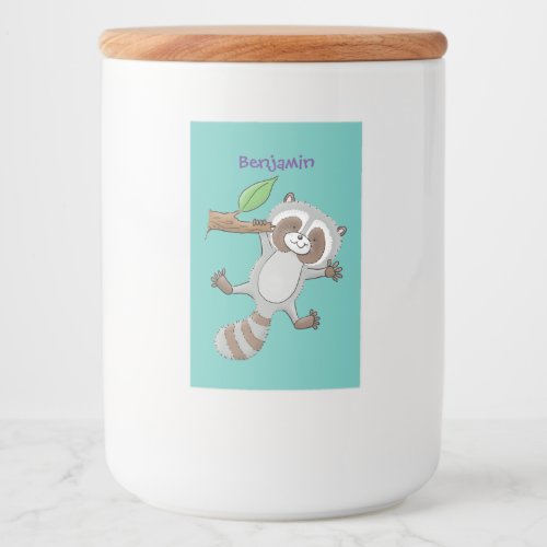 Cute happy raccoon baby cartoon illustration food label