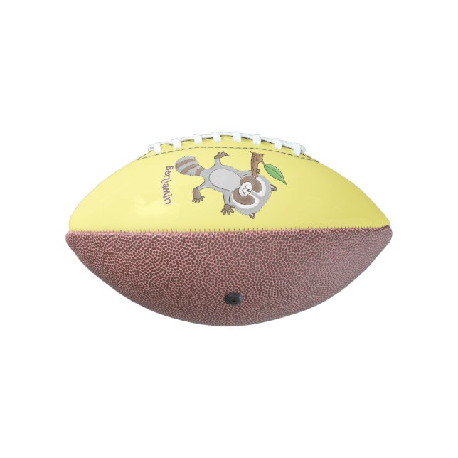 Cute happy raccoon baby cartoon illustration football (Rotated 270)