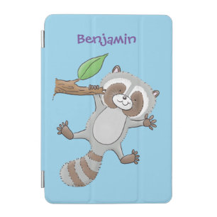 Cute happy raccoon baby cartoon illustration iPad mini cover