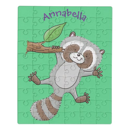 Cute happy raccoon baby cartoon illustration jigsaw puzzle