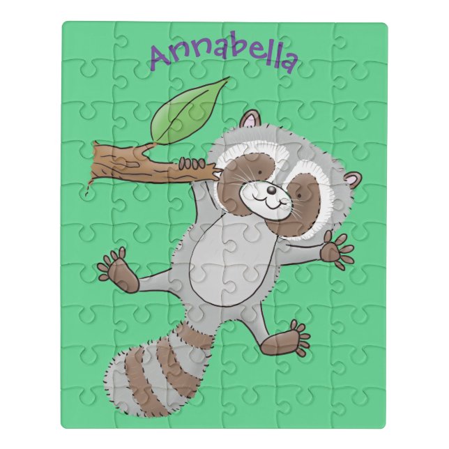 Cute happy raccoon baby cartoon illustration jigsaw puzzle (Puzzle Vertical)