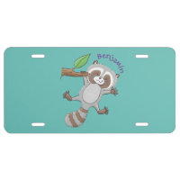 Cute happy raccoon baby cartoon illustration