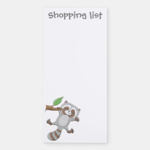 Cute happy raccoon baby cartoon illustration magnetic notepad