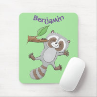 Cute happy raccoon baby cartoon illustration