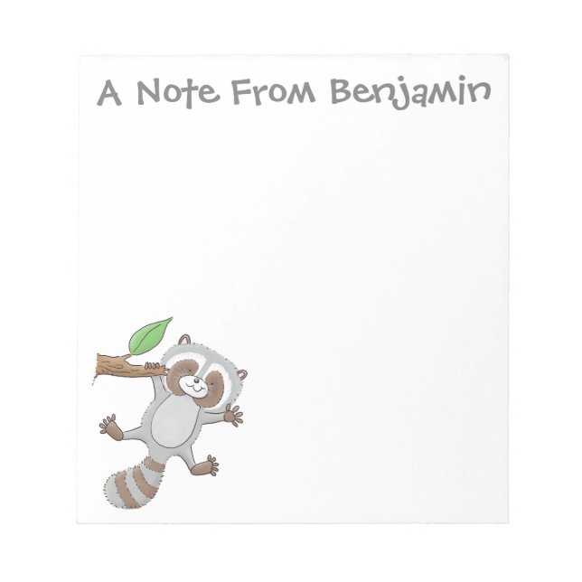 Cute happy raccoon baby cartoon illustration notepad (Front)
