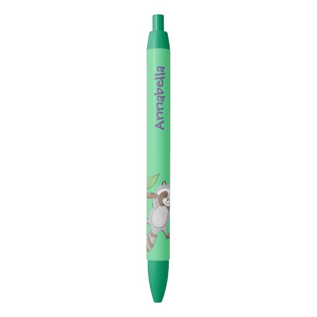 Cute happy raccoon baby cartoon illustration pen (Front Vertical)
