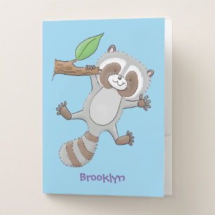 Cute happy raccoon baby cartoon illustration  pocket folder