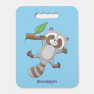 Cute happy raccoon baby cartoon illustration seat cushion