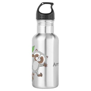 Cute happy raccoon baby cartoon illustration stainless steel water bottle