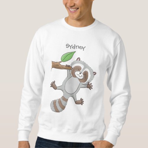 Cute happy raccoon baby cartoon illustration sweatshirt