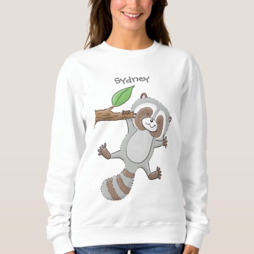 Cute happy raccoon baby cartoon illustration sweatshirt