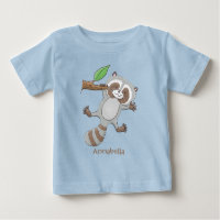 Cute happy raccoon baby cartoon illustration