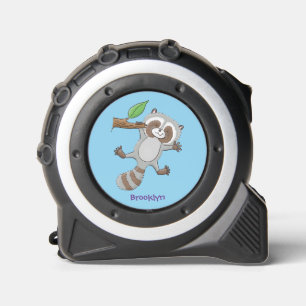 Cute happy raccoon baby cartoon illustration tape measure