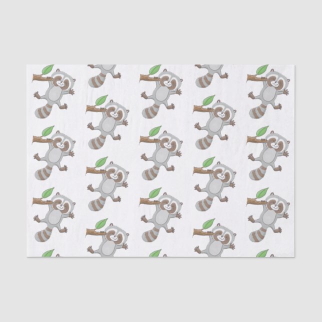 Cute happy raccoon baby cartoon illustration tissue paper (Front)
