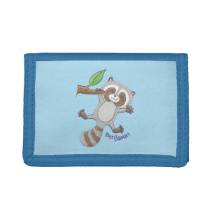 Cute happy raccoon baby cartoon illustration tri-fold wallet