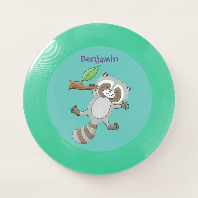 Cute happy raccoon baby cartoon illustration Wham-O frisbee (Front)