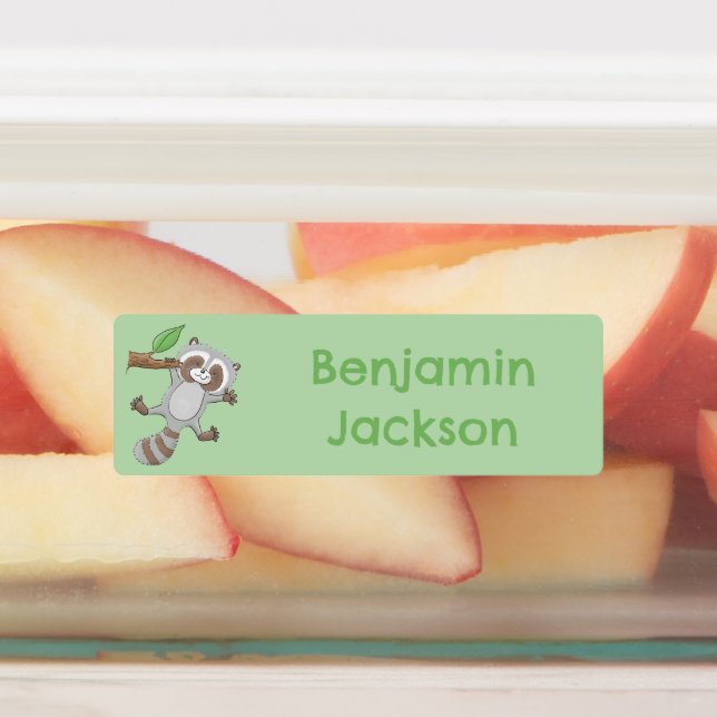 Cute happy raccoon baby cartoon personalized labels (Affixed)