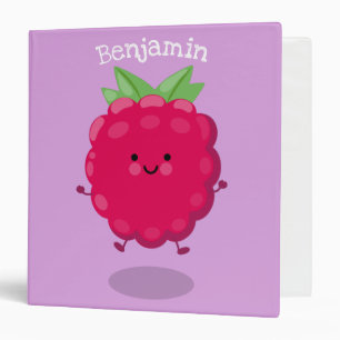 Cute happy raspberry cartoon illustration 3 ring binder