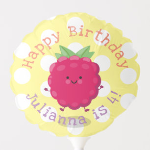 Cute happy raspberry cartoon illustration balloon