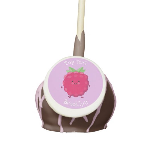 Cute happy raspberry cartoon illustration cake pops (Front)