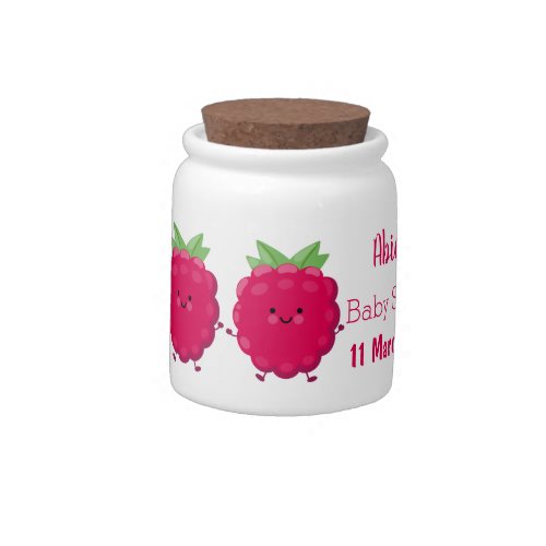 Cute happy raspberry cartoon illustration candy jar