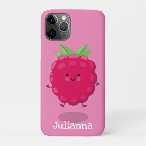 Cute happy raspberry cartoon illustration iPhone 11 pro case