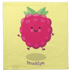 Cute happy raspberry cartoon illustration cloth napkin