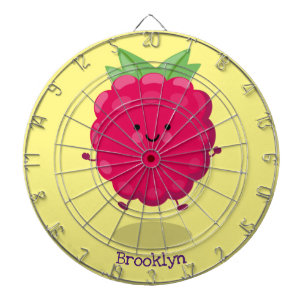Cute happy raspberry cartoon illustration dart board